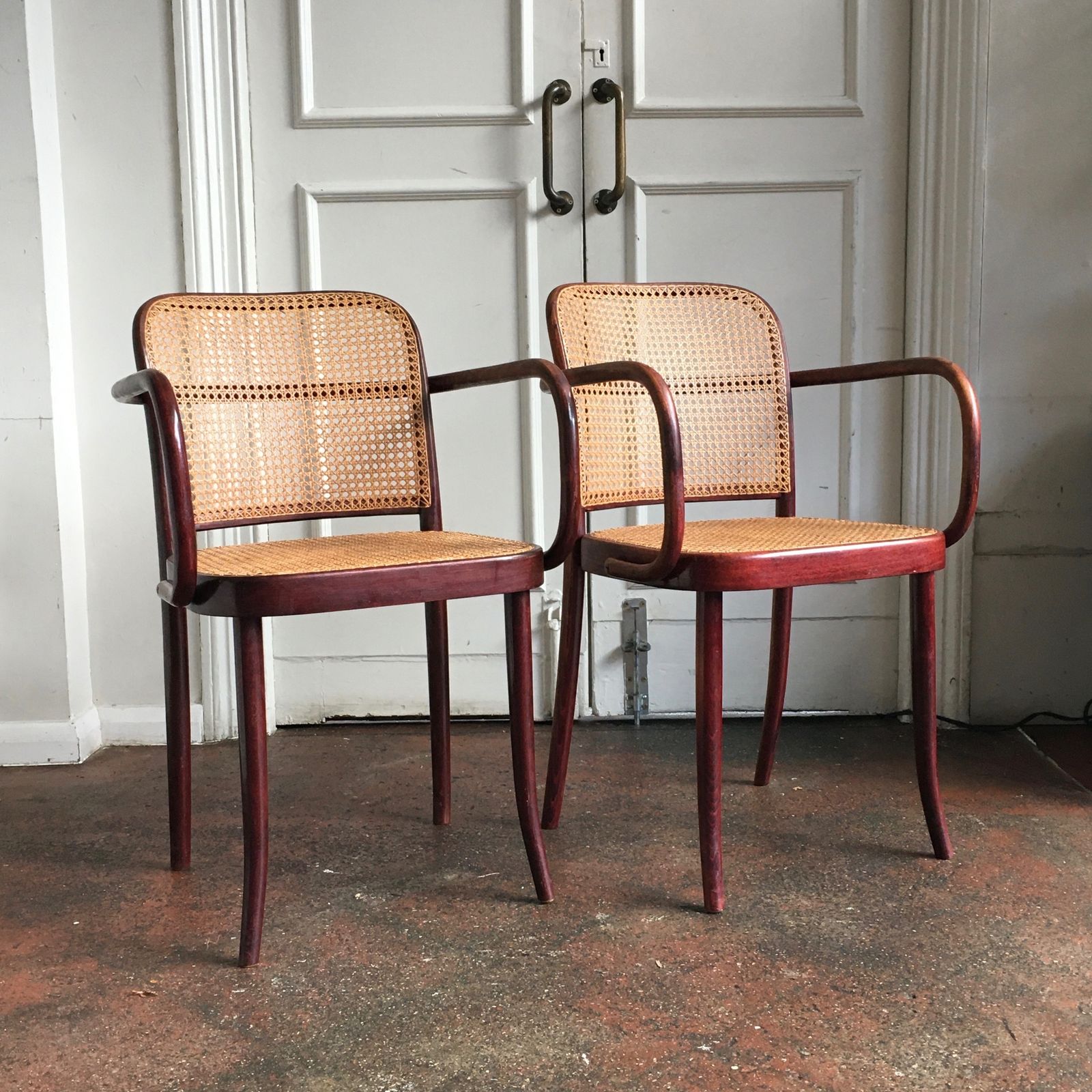 A Pair Of Midcentury Thonet A811 Carver Chairs Designed By Josef Frank And Josef Hoffmann photo furniture