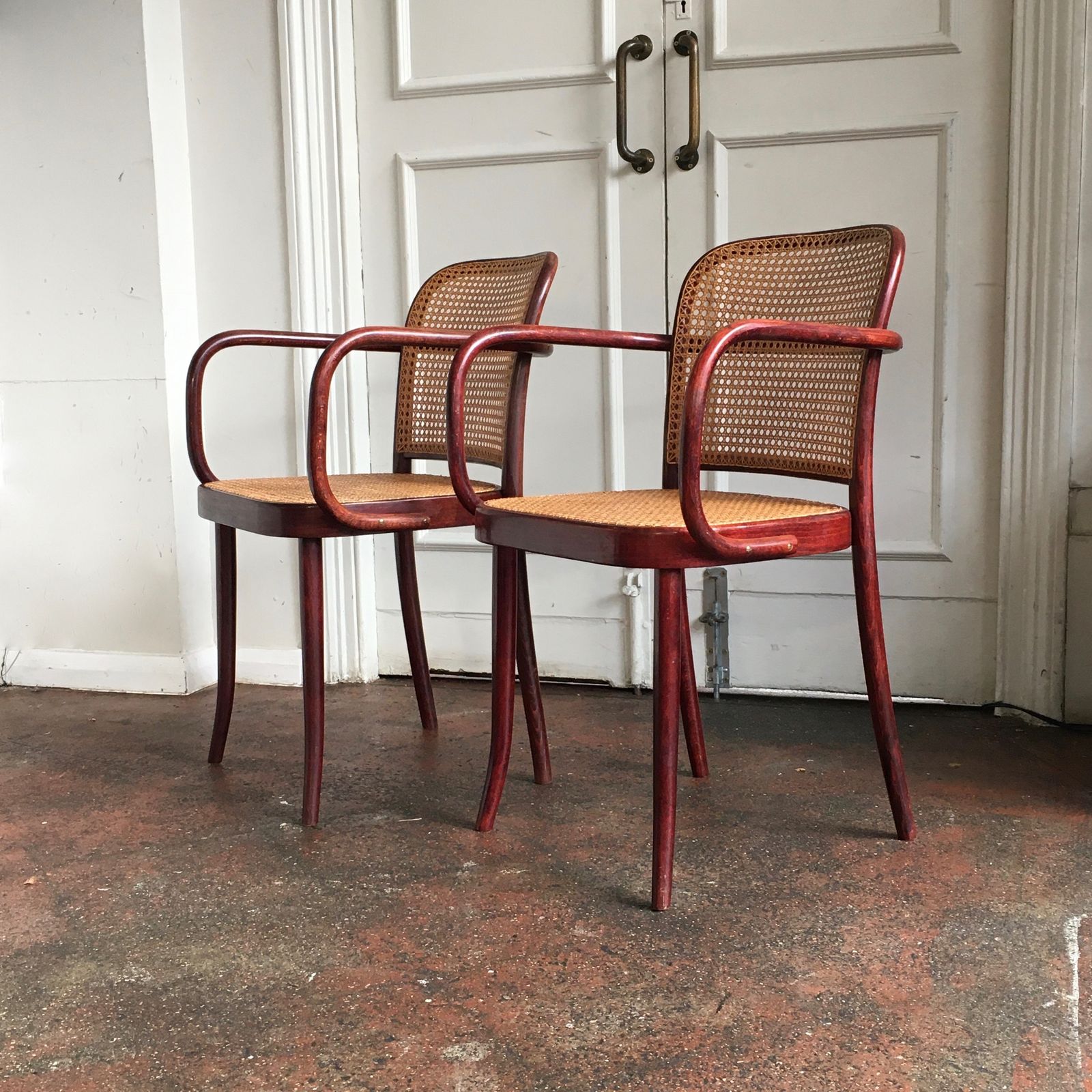 A Pair Of Midcentury Thonet A811 Carver Chairs Designed By Josef Frank And Josef Hoffmann