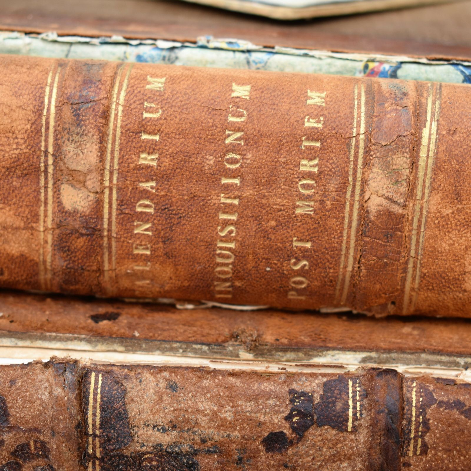 Antique 1806 Inquisitions Post Mortem Latin Leather Books George III Set Of 4 photo for sale