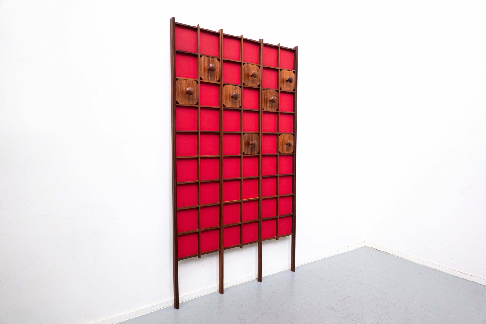 Mid Century Modern Italian Red Wooden Coat Rack, 1960s photo for sale