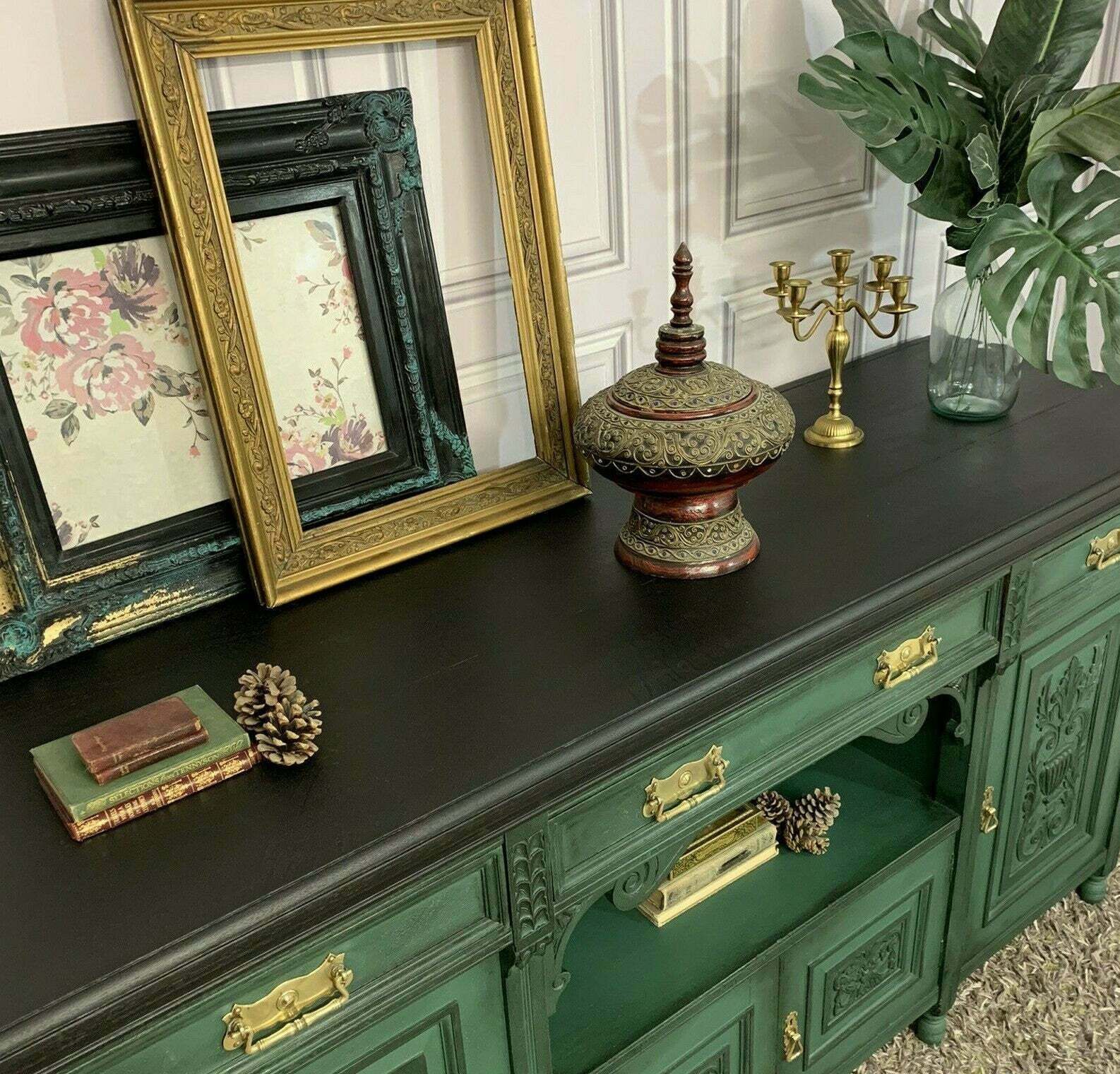 Painted Edwardian Sideboard Solid Oak Carvings Commissions Welcome photo furniture