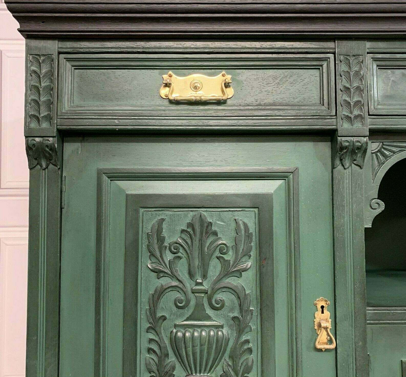 Painted Edwardian Sideboard Solid Oak Carvings Commissions Welcome photo vinterior