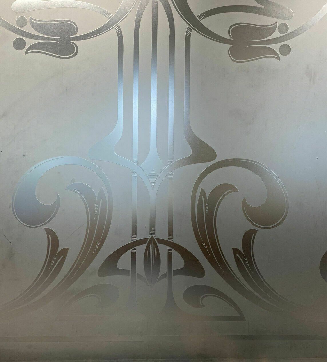 Large Victorian Acid Etched Glass Window Panel Old Period Reclaimed Antique photo vinterior
