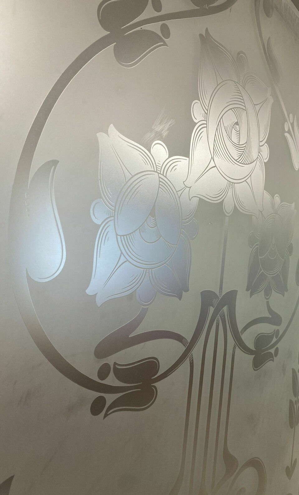 photo furniture Large Victorian Acid Etched Glass Window Panel Old Period Reclaimed Antique