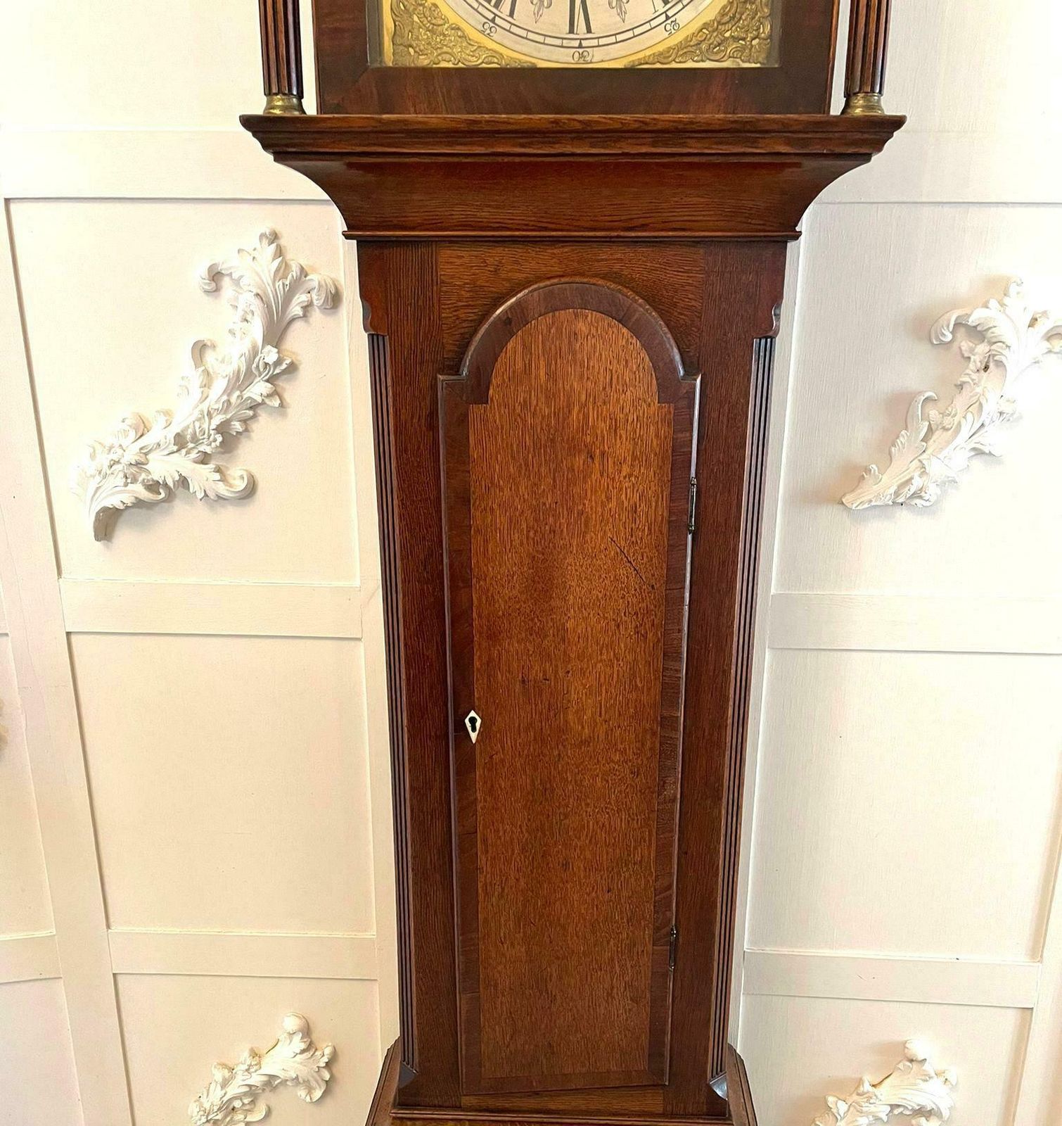 Antique George III Quality Eight Day Brass Face Oak Longcase Clock photo buy