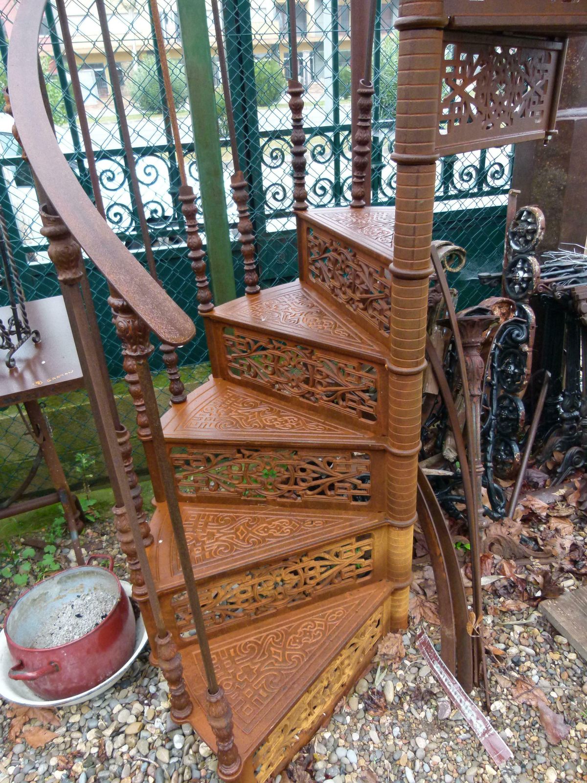 20th Century Art Nouveau Style Iron Spiral Staircase photo for sale