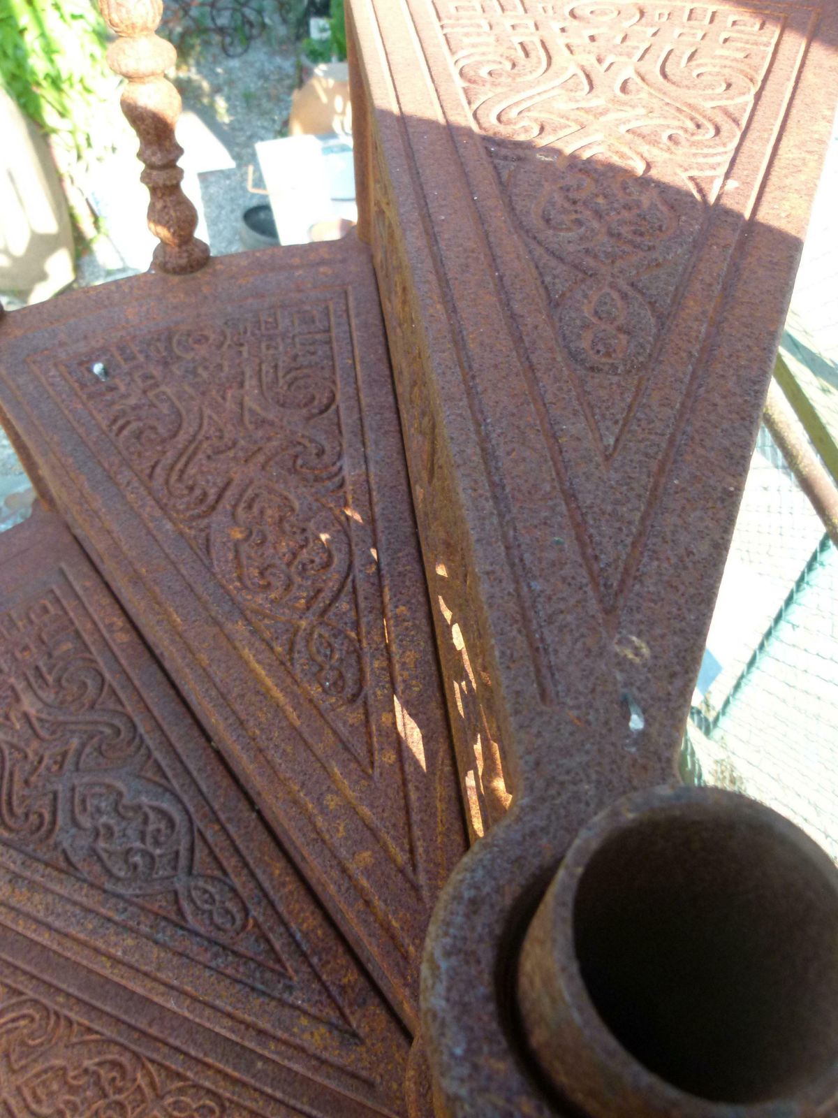 20th Century Art Nouveau Style Iron Spiral Staircase photo vintage