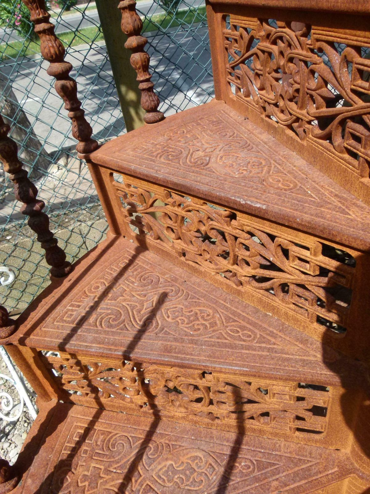 photo for sale 20th Century Art Nouveau Style Iron Spiral Staircase