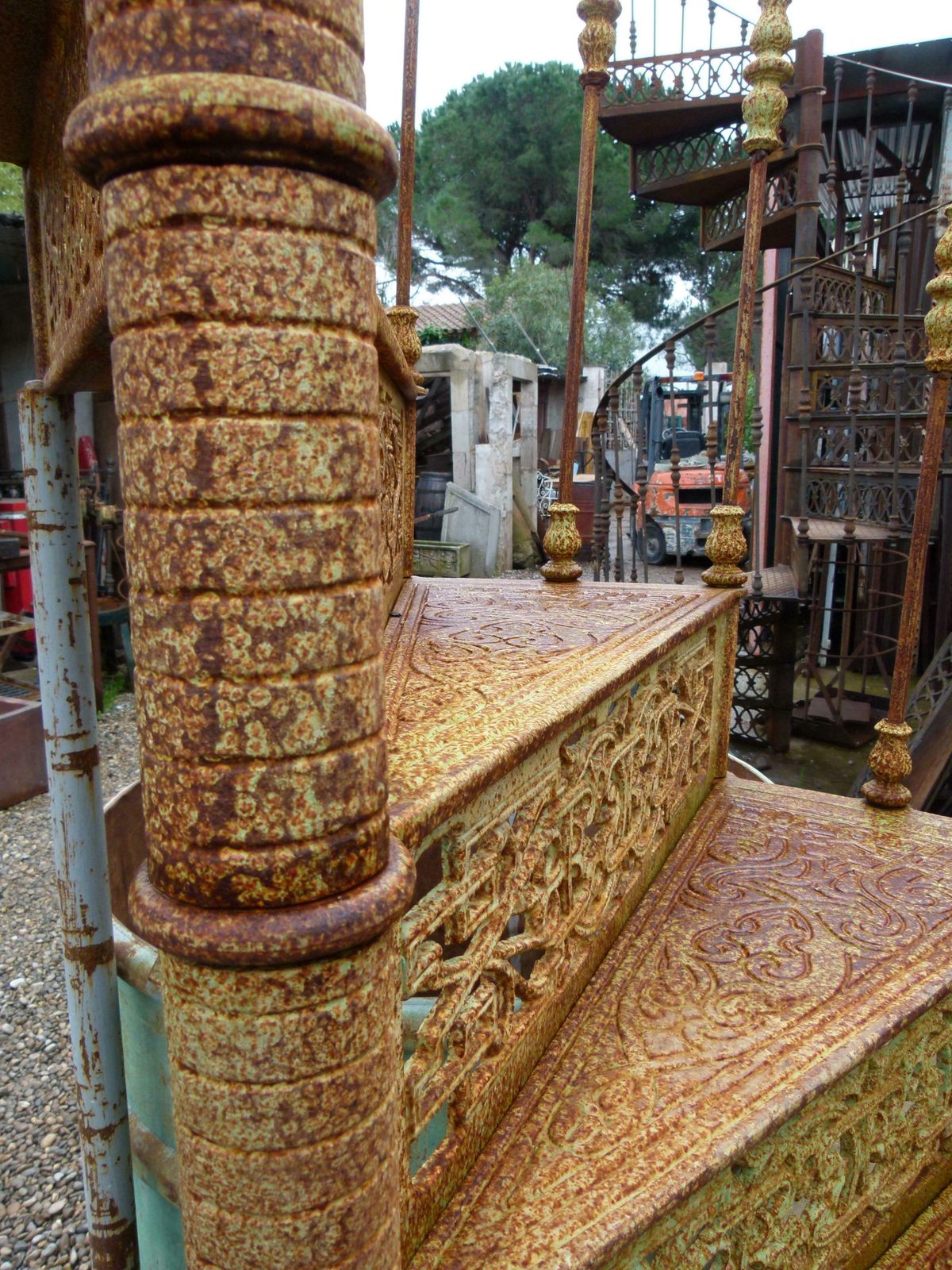 Home Decor 20th Century Art Nouveau Style Iron Spiral Staircase photo