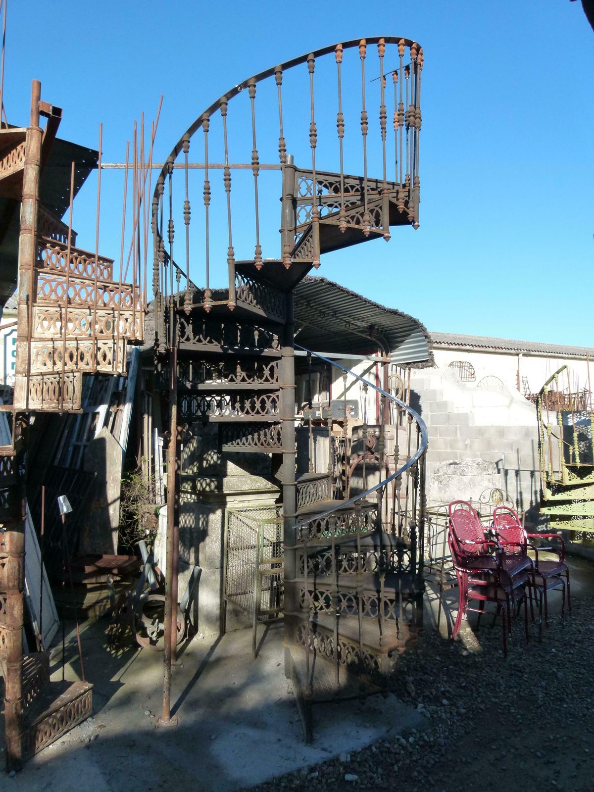 20th Century Art Nouveau Style Cast Iron Spiral Staircase From Spain photo for sale