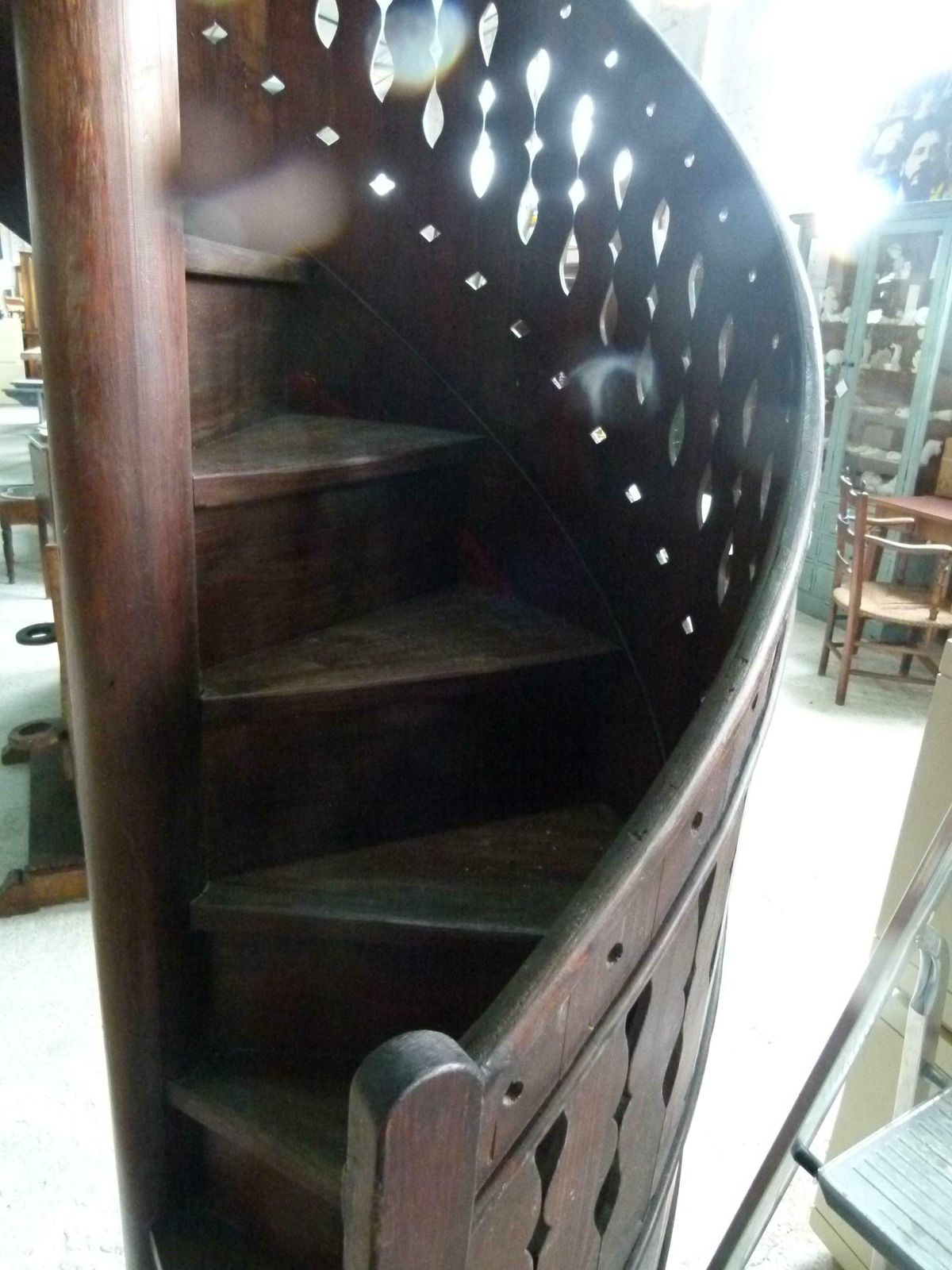 Early 20th Century Spiral Wooden Staircase From Spain photo vintage