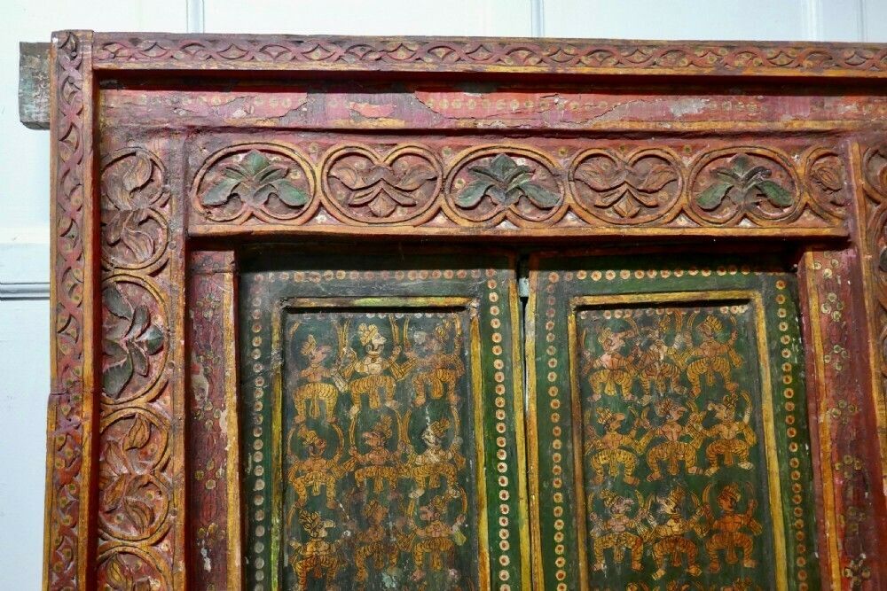 Anglo Indian Painted Doors In Original Frame, Wall Art photo Home Fixtures