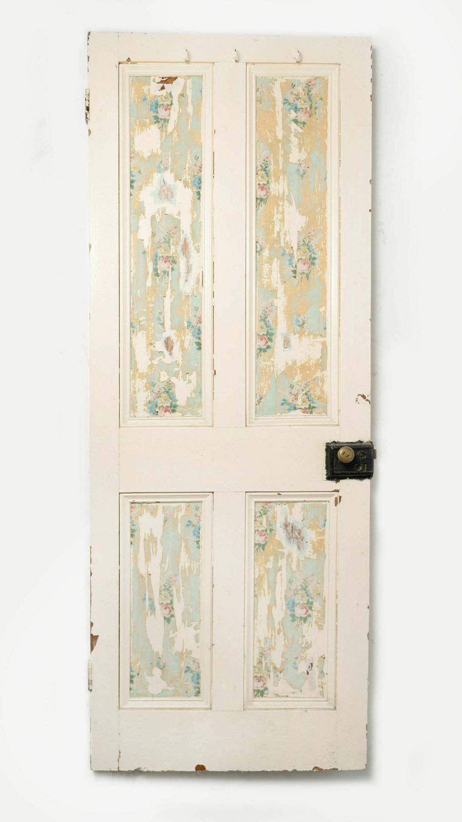 Old Door With Pretty Wallpaper