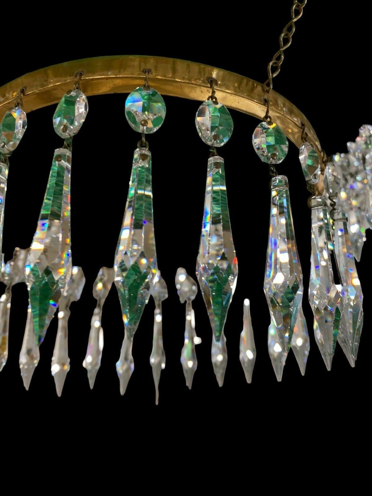 X Large Hand Cut Crystal Chandelier Baguette French Light French Ormolu V Rare photo vinterior