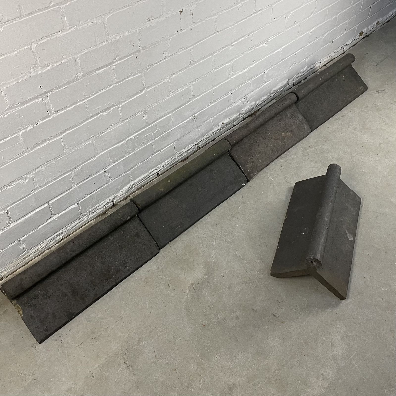 Set Of 5 Reclaimed Staffordshire Blue 105 Degree Roll Top Ridge Tiles
