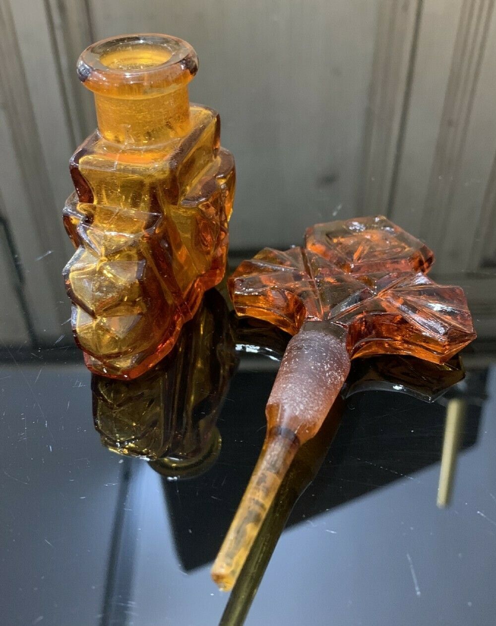 Art Deco Bohemian Czech Crystal Perfume Bottle C1930s photo furniture