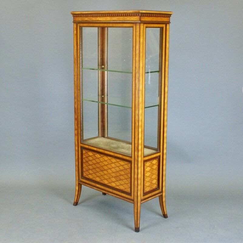 A Superb Satinwood Parquetry Display Cabinet photo for sale