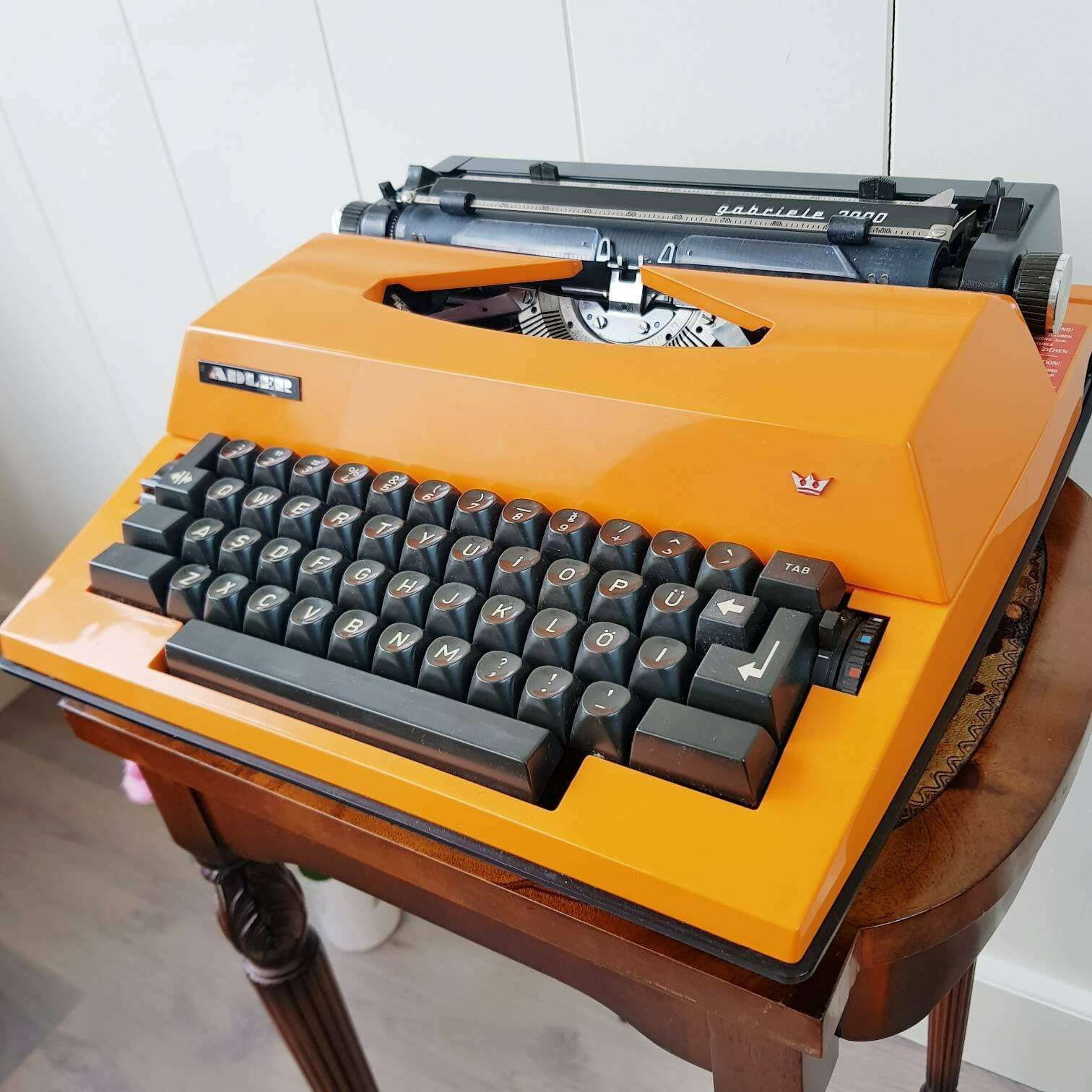 Vintage Typewriter Adler Gabriele 2000, Orange Electric Typewriter Made In Western Germany For Holland, Portable Typewriter photo for sale