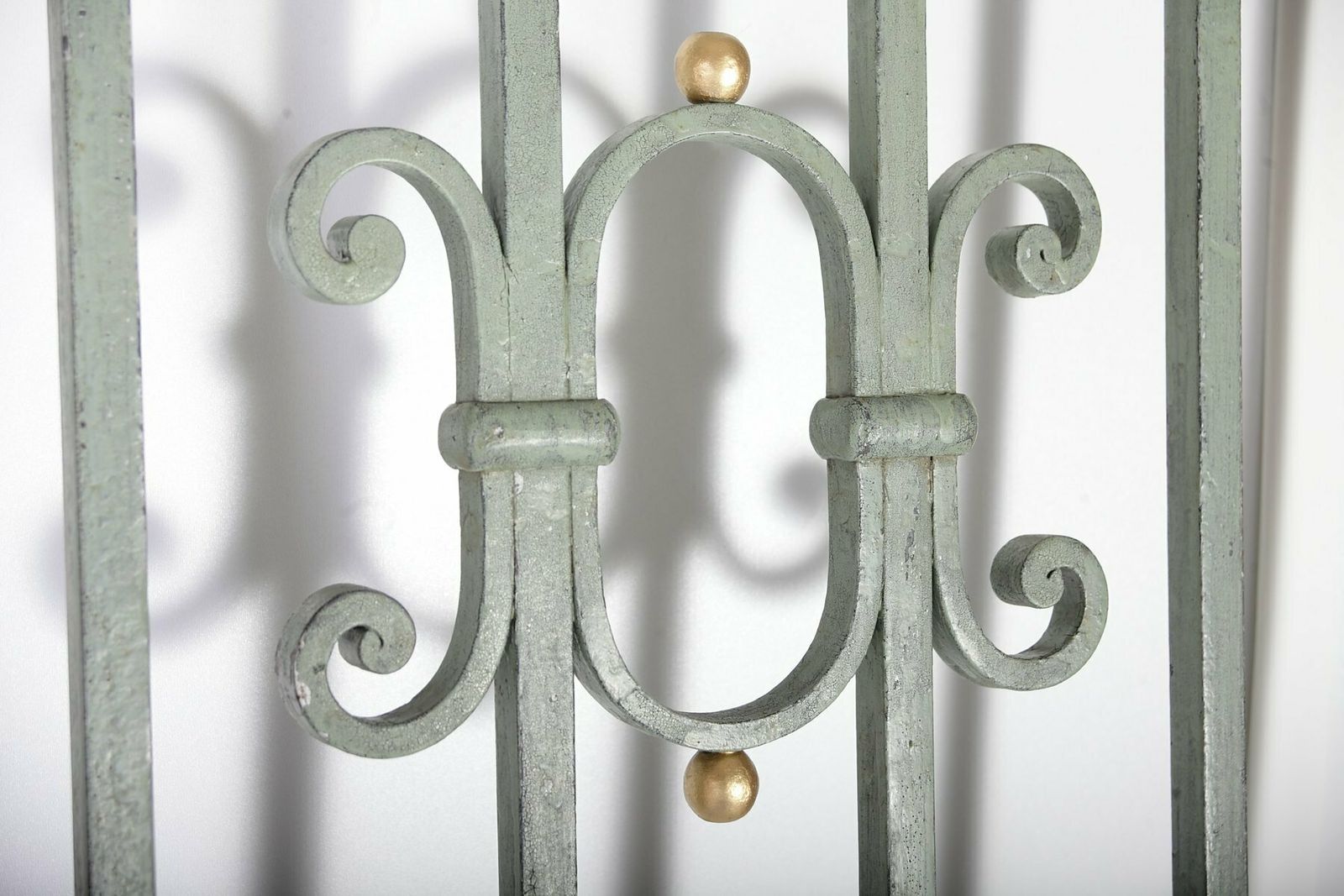 Home Fixtures Set Of 2 Antique Green Interior Iron Wrought Double Doors, Bohemia, 1880s photo