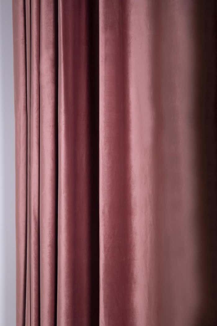 Pink Velvet And Brass Italian Customizable Curtain By Vintage Domus Collection photo buy