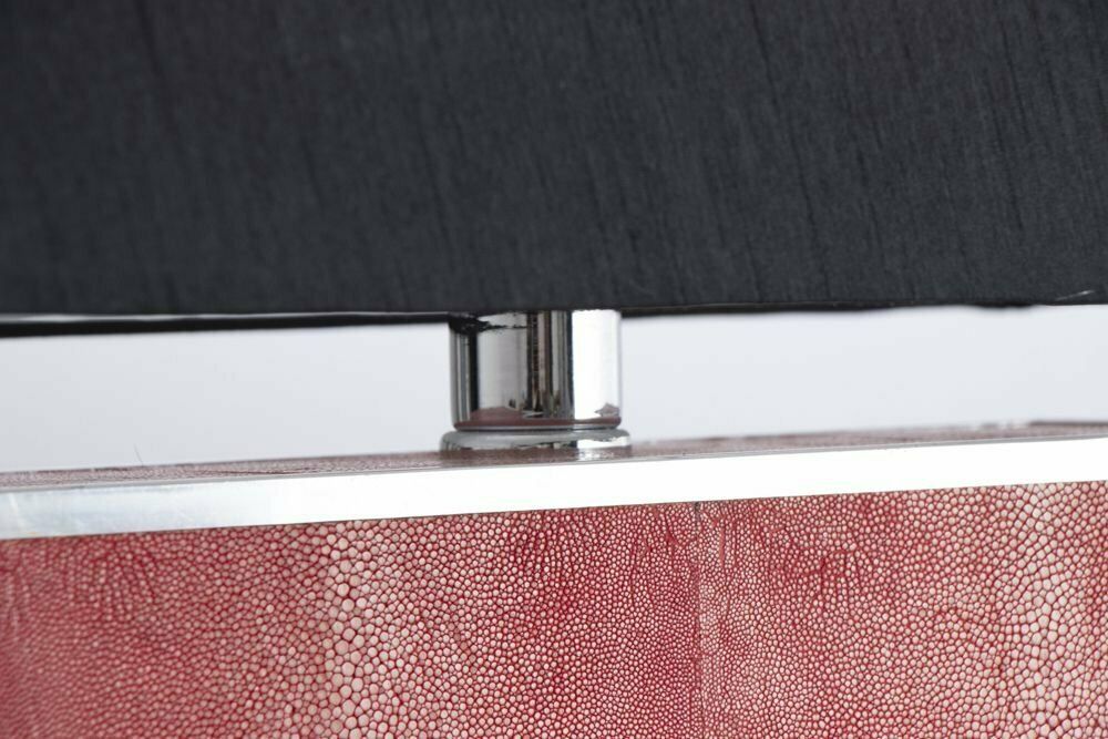 Midcentury Large Pink Shagreen Table Lamp With New Black Silk Shade C.1970 photo 850.0