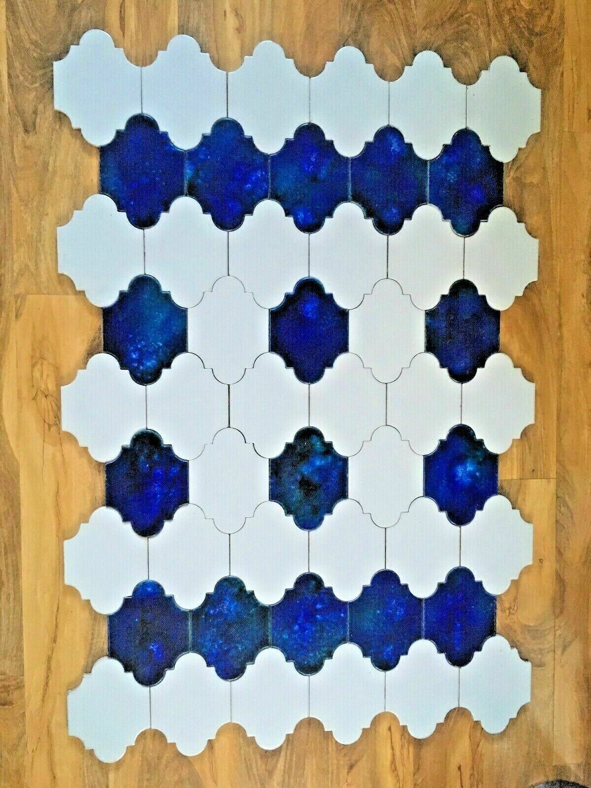 66 Vintage 70's Pecchioli Firenze Italy Moroccan Arabesque Cobalt Blue & White photo for sale