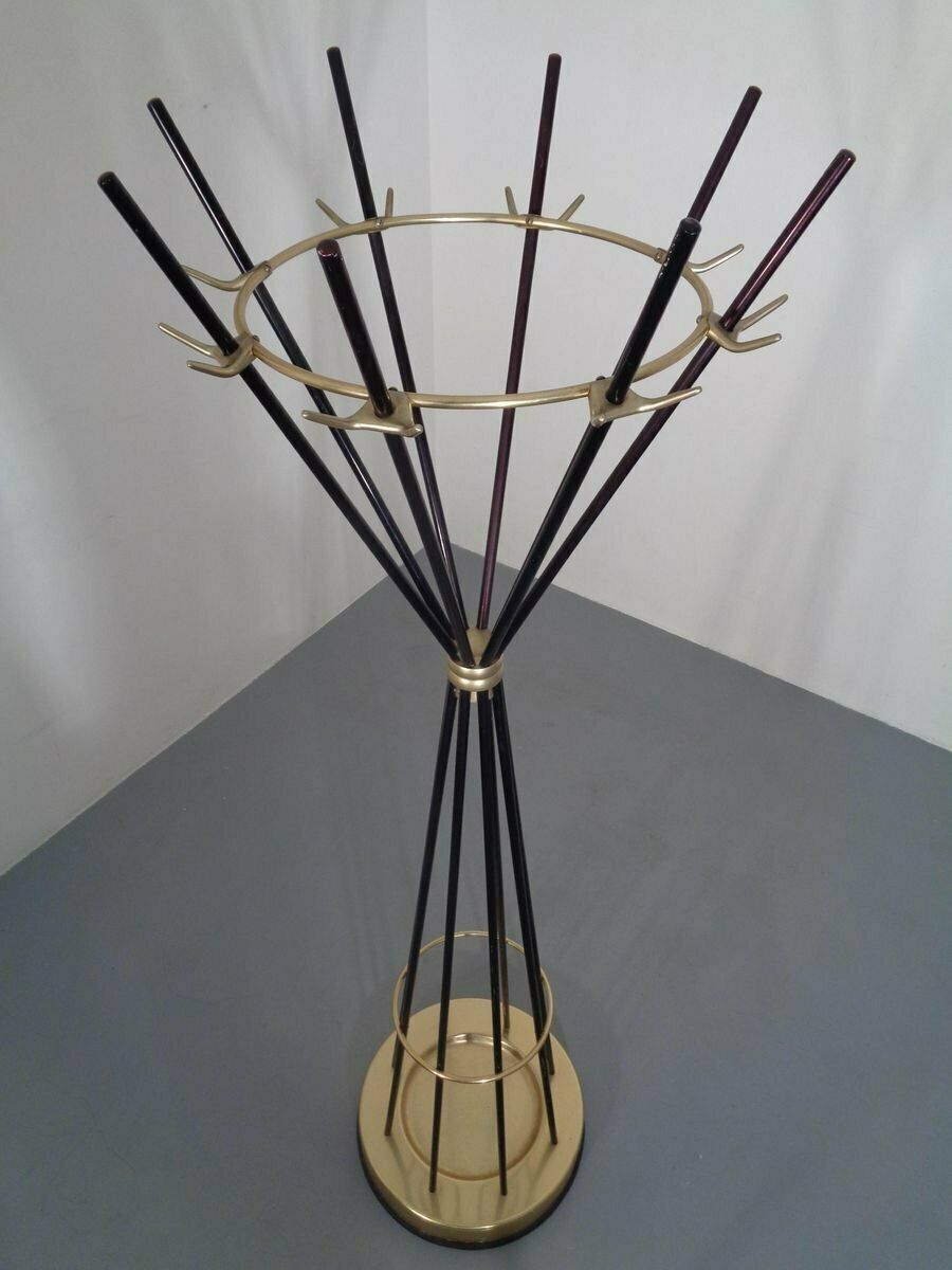 Italian Copper & Steel Tubular Coat Rack, 1950s photo Furniture