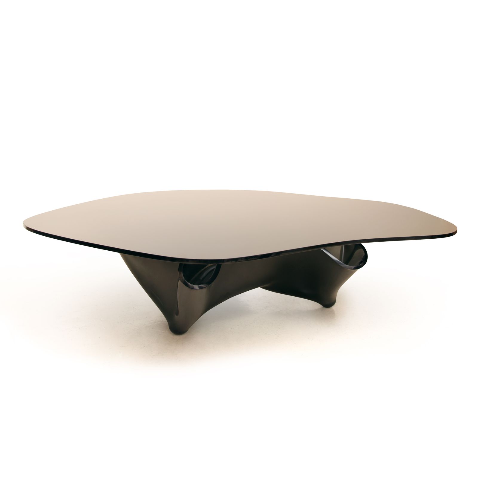 Postmodern Xxl Laurel Fyfe Sculptural Coffee Table Black Glass 1990s