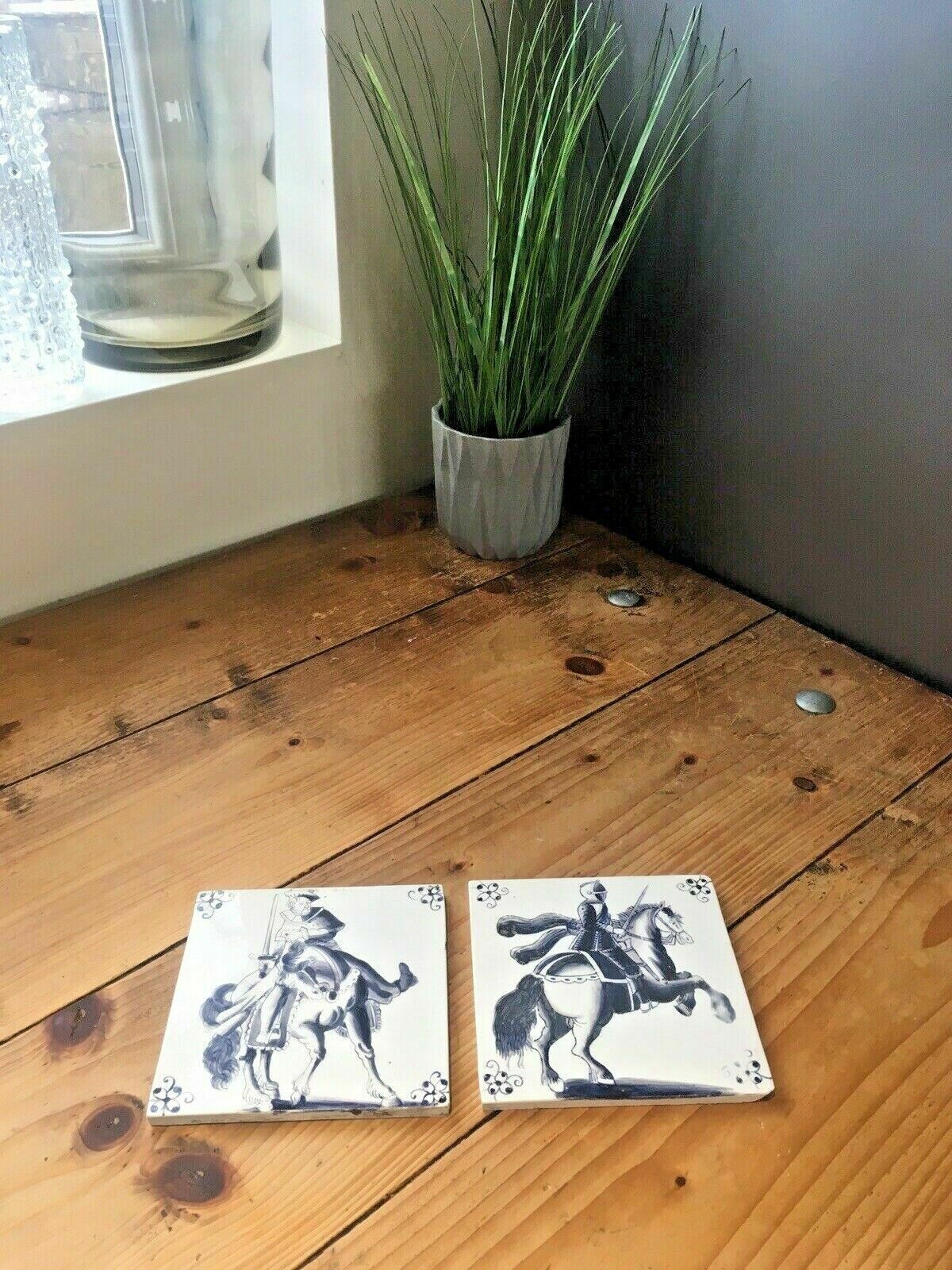 photo furniture Antique 19th C Copeland Roman Soldier Knight On Horse Tile Spode Delft Interest