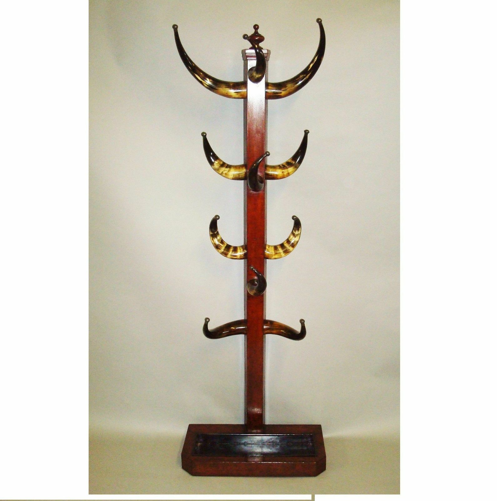 19th Century Cow Horn And Oak Hall Stand
