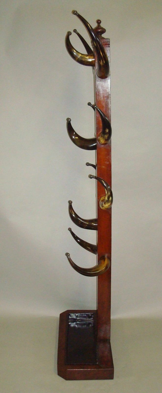19th Century Cow Horn And Oak Hall Stand photo vintage