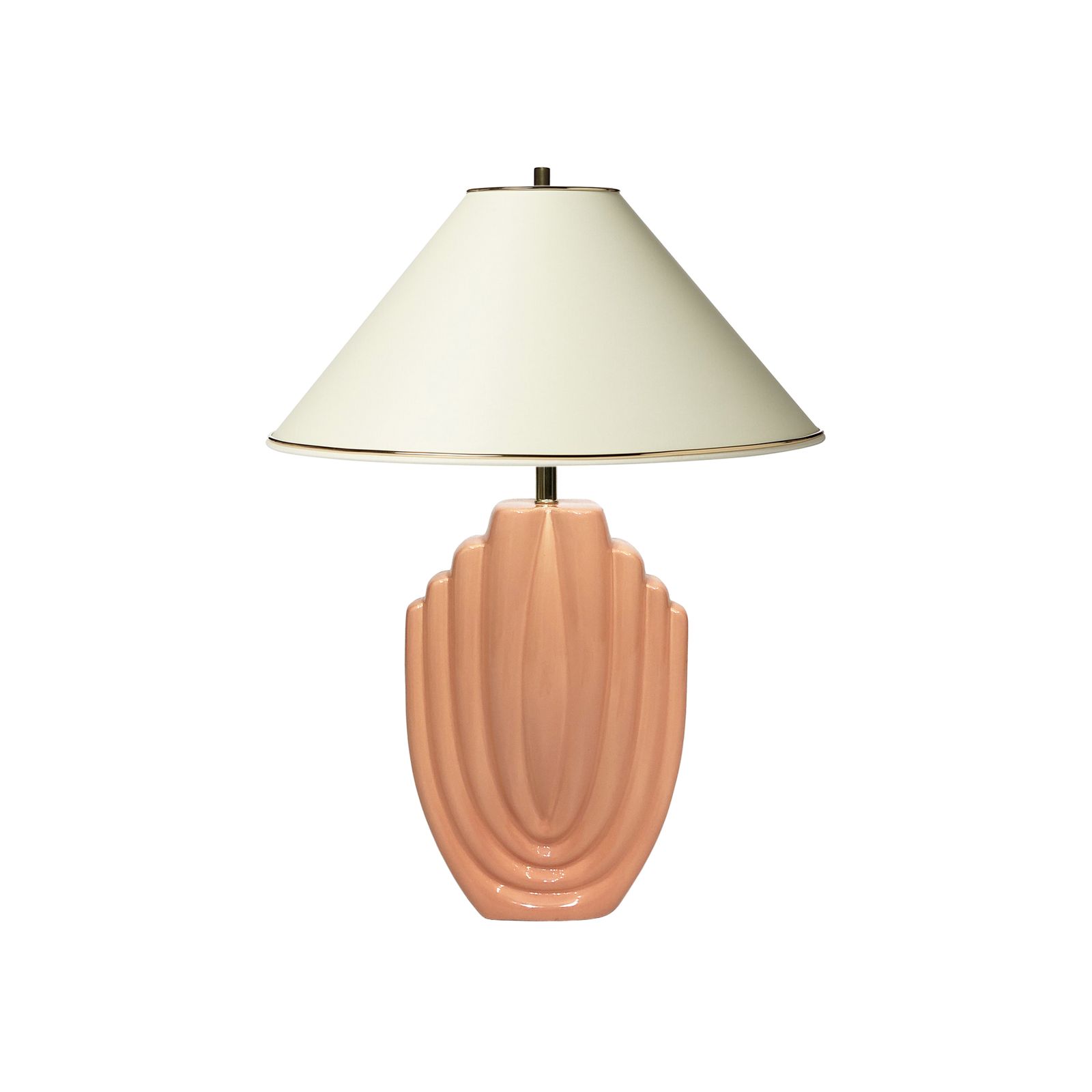 1980s Salmon Pink Ceramic Table Lamp Art Deco Pastel Midcentury Golden Girls
