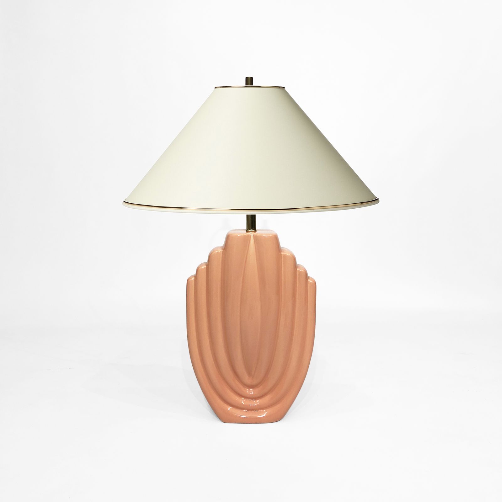 1980s Salmon Pink Ceramic Table Lamp Art Deco Pastel Midcentury Golden Girls photo buy