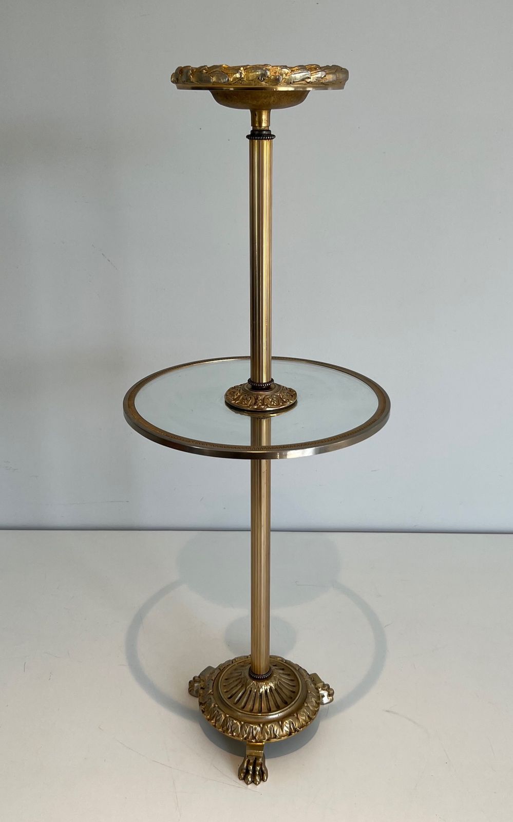 Pedestal Ashtray In Bronze, Glass And Brass From Maison Baguès photo for sale