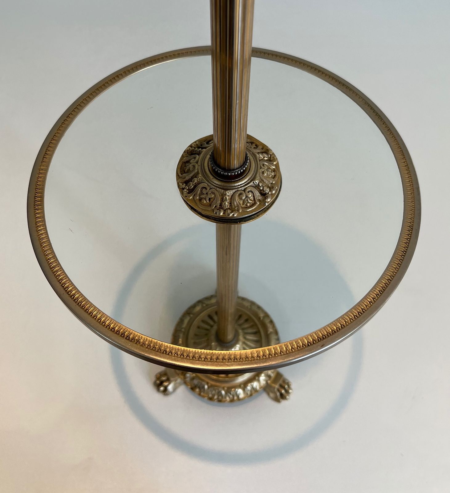Pedestal Ashtray In Bronze, Glass And Brass From Maison Baguès photo vinterior