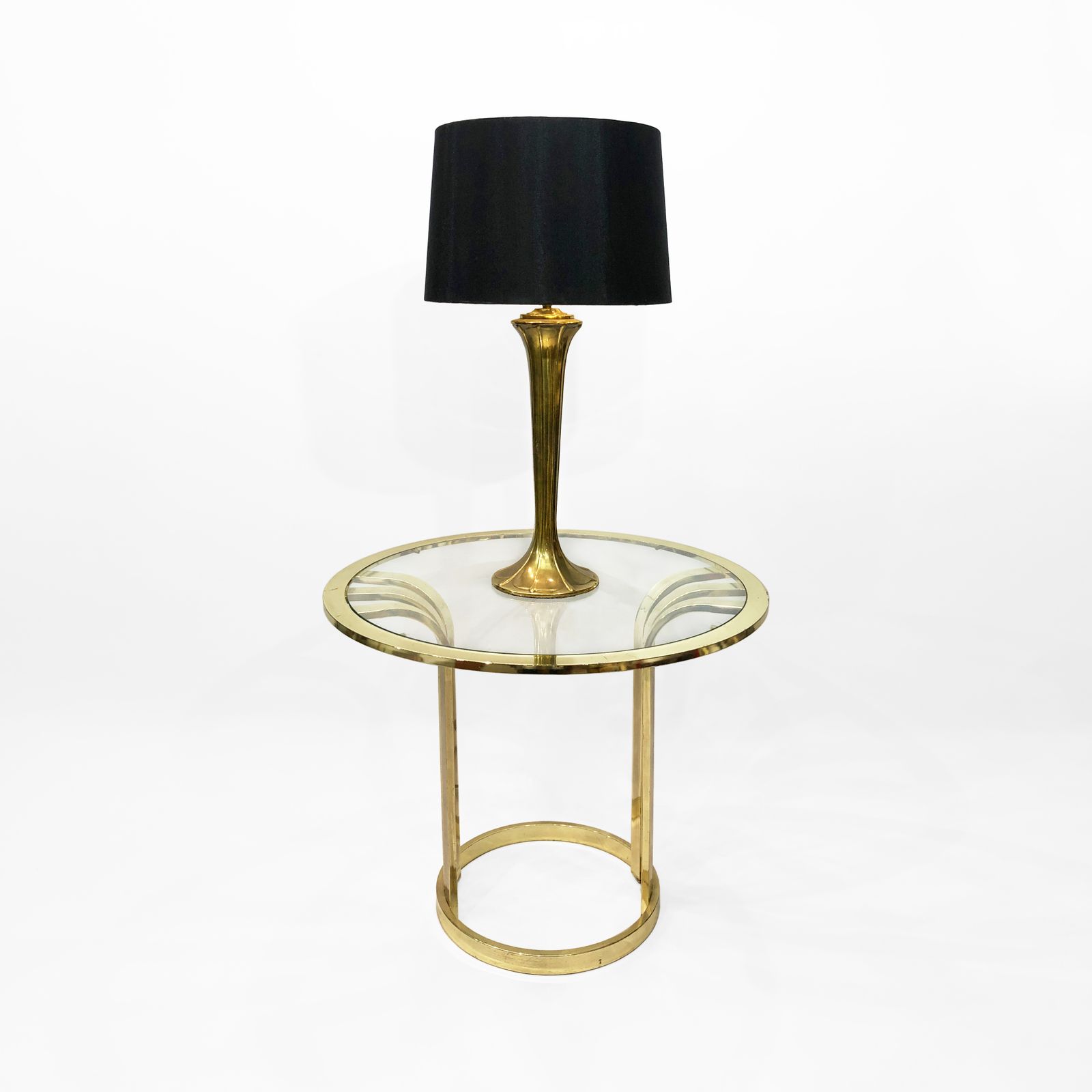 Brass Plated Art Deco Style Side Table 1970s Glamour Mid Century photo for sale