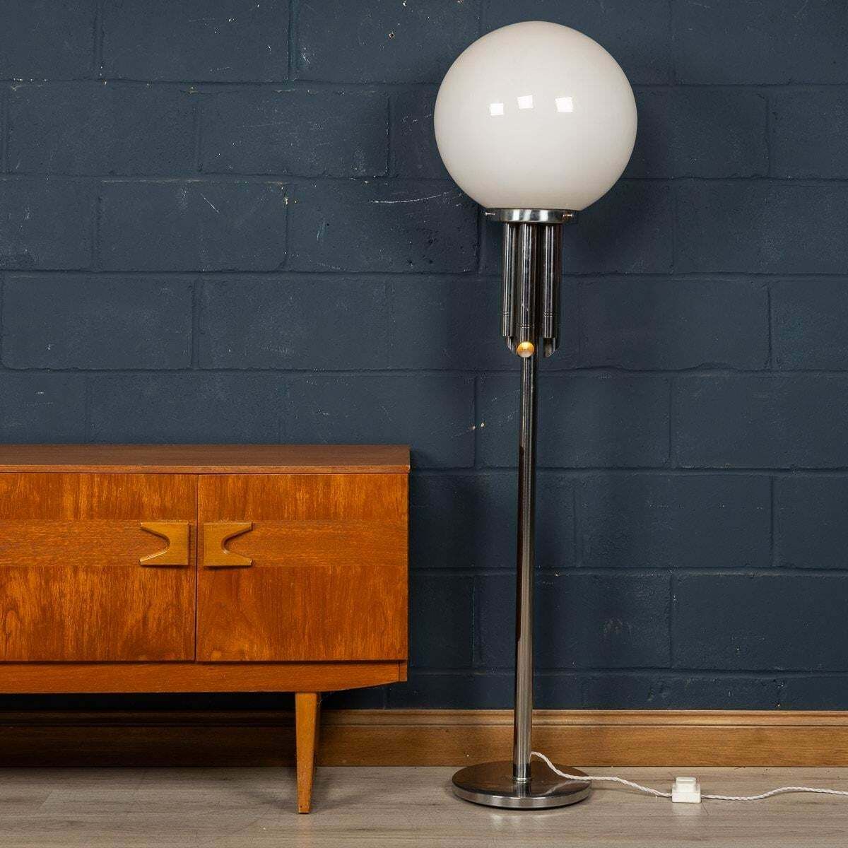 20th Century Floor Lamp With Hand Blown Venetian Glass Shade, Murano Italy photo furniture