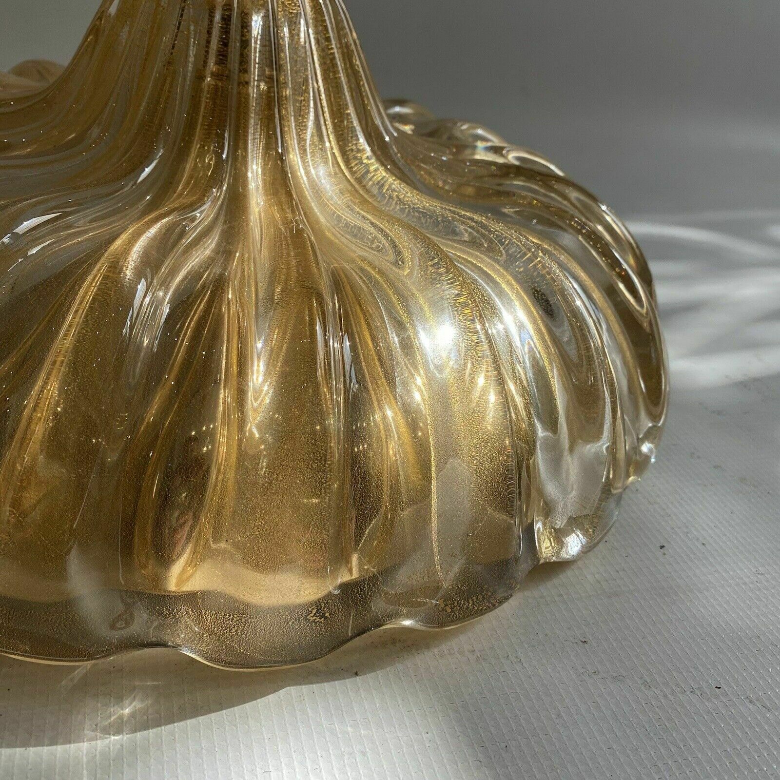 15950.0 Signed Archimede Seguso Murano Glass Floor Lamp Gold Italian Art Deco 1980s photo