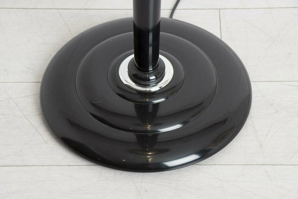 French Art Deco Black Lacquer Floor Lamp With New Silk Lampshade C.1930 photo furniture