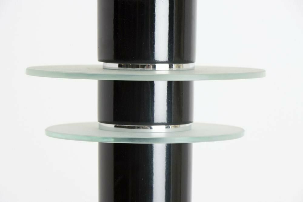 French Art Deco Black Lacquer Floor Lamp With New Silk Lampshade C.1930 photo for sale