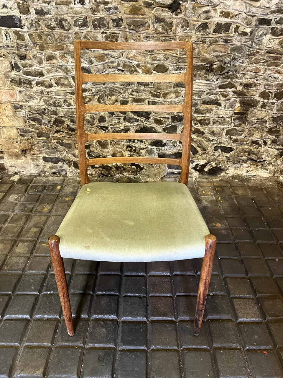 Set Of Eight (8) Danish Jl Møller High Ladder Back Dining Chairs, 1960s photo buy