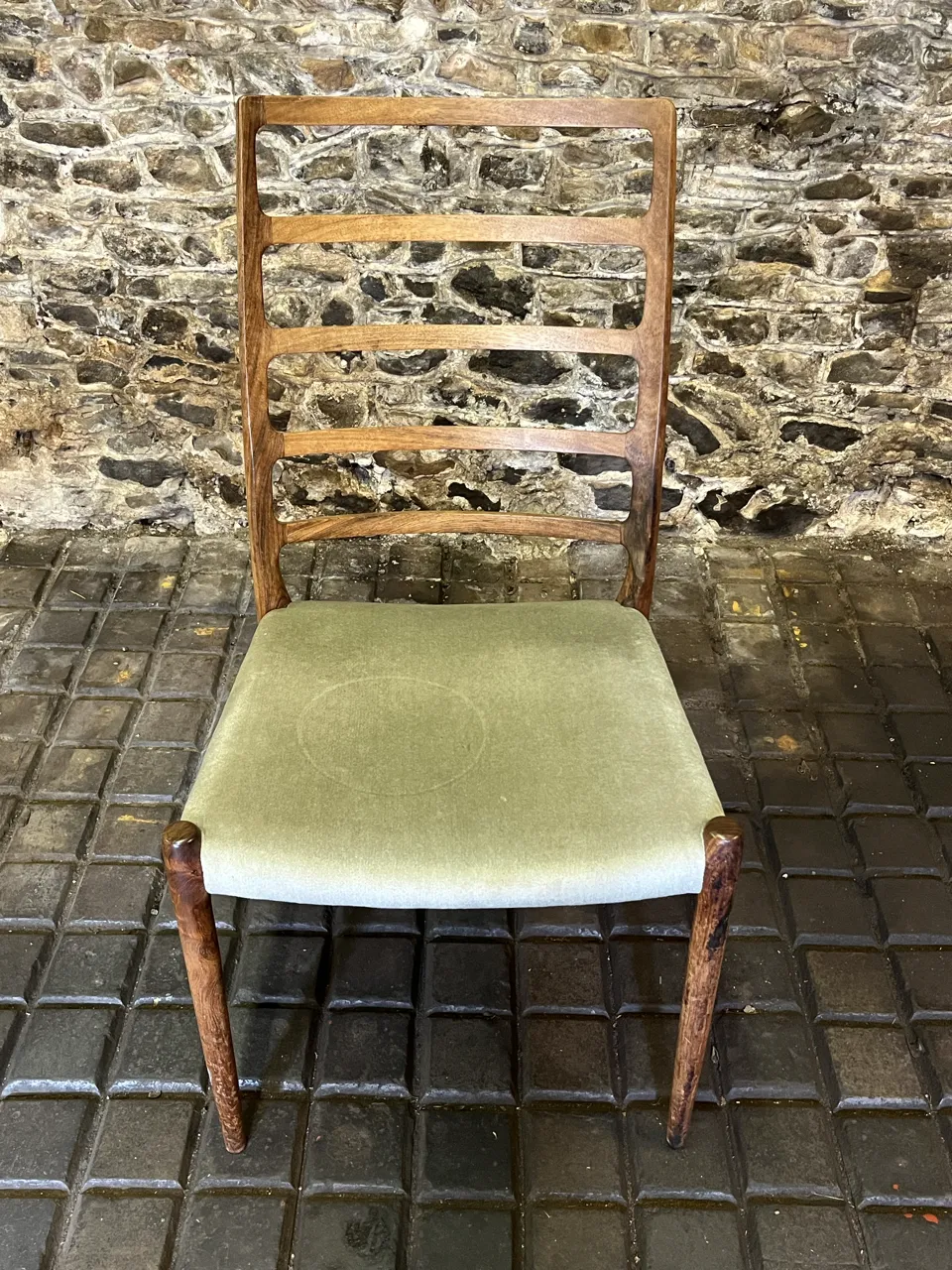 4500.0 Set Of Eight (8) Danish Jl Møller High Ladder Back Dining Chairs, 1960s photo