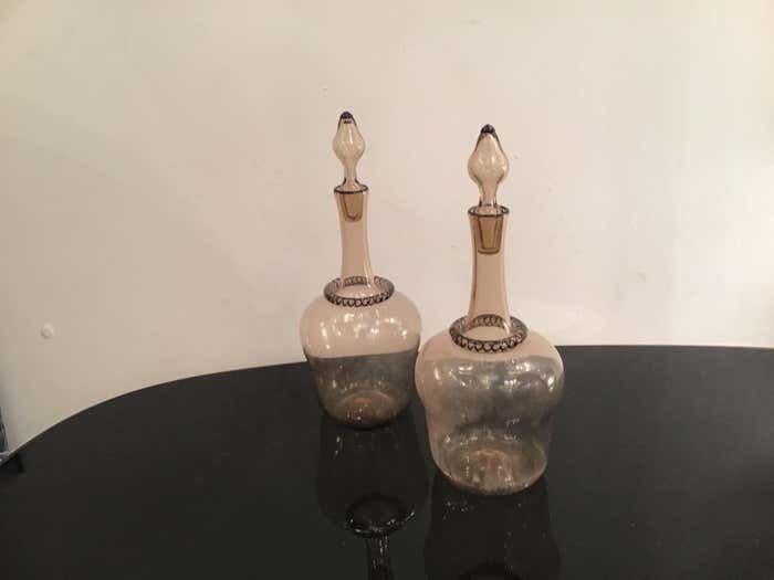 Venini Water And Wine Bottles Murano Glass, 1950, Italy photo for sale