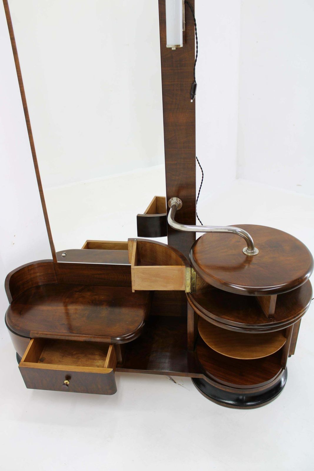 1930s Art Deco Toilet Cabinet With Mirror In Walnut, Czechoslovakia photo vinterior