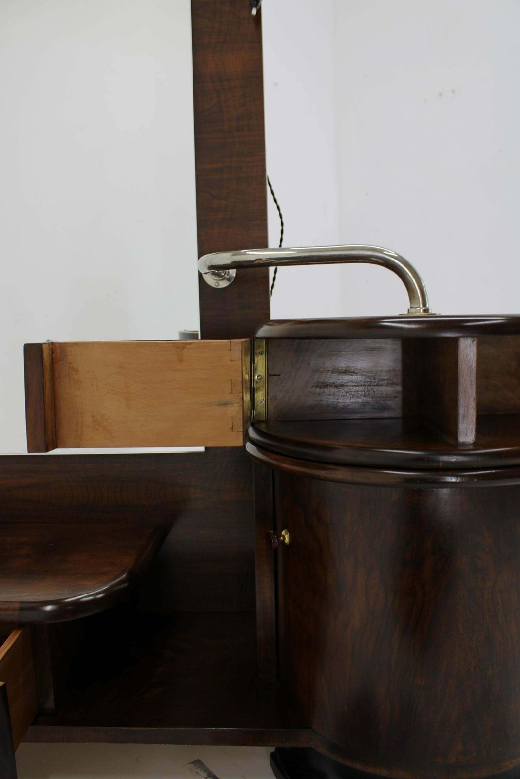 photo for sale 1930s Art Deco Toilet Cabinet With Mirror In Walnut, Czechoslovakia