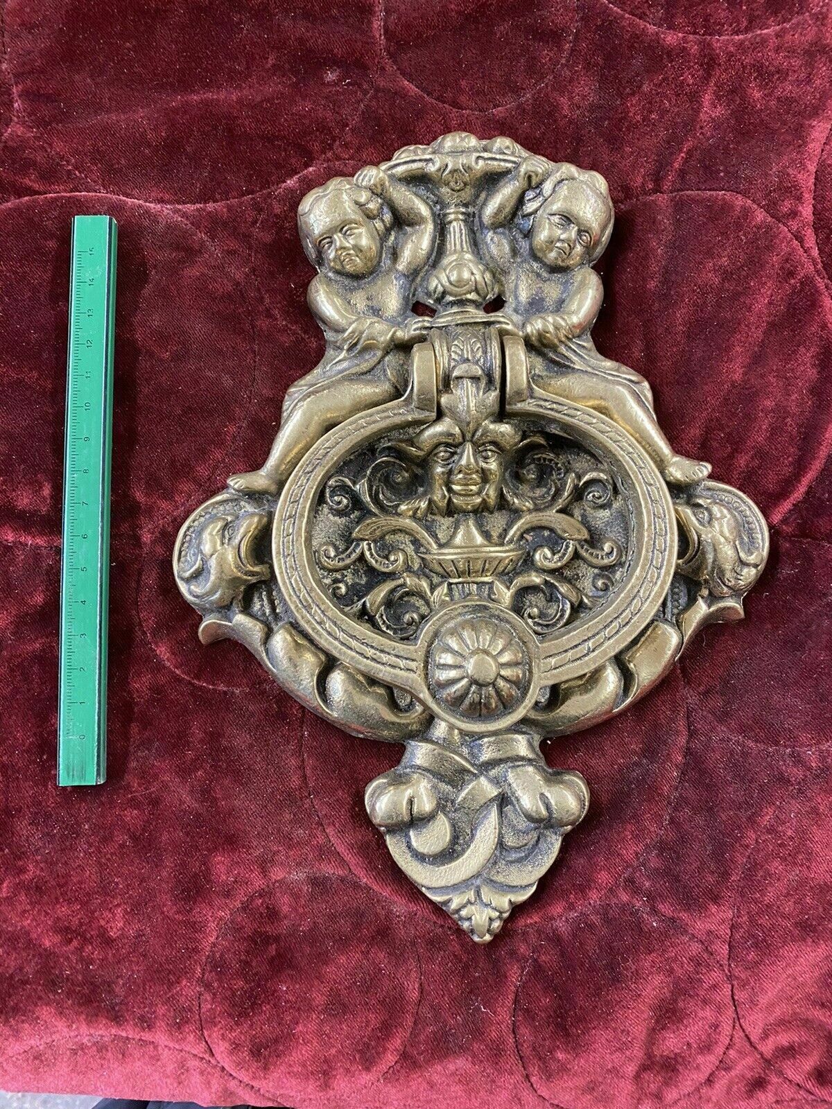 Huge Xl Brass Door Knocker Metal Period Reclaimed Architectural Pull Used Old