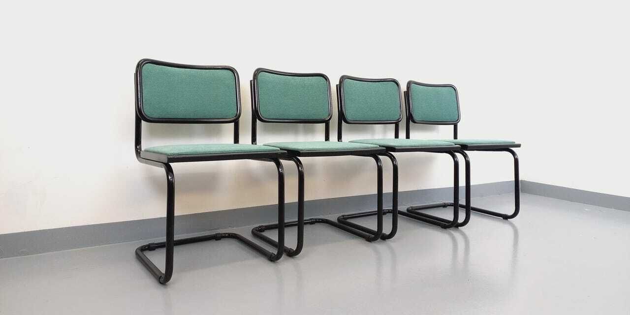 Lot de 4 chaises Marcel Breuer Cesca B32 en métal et tissu photo 2170.0