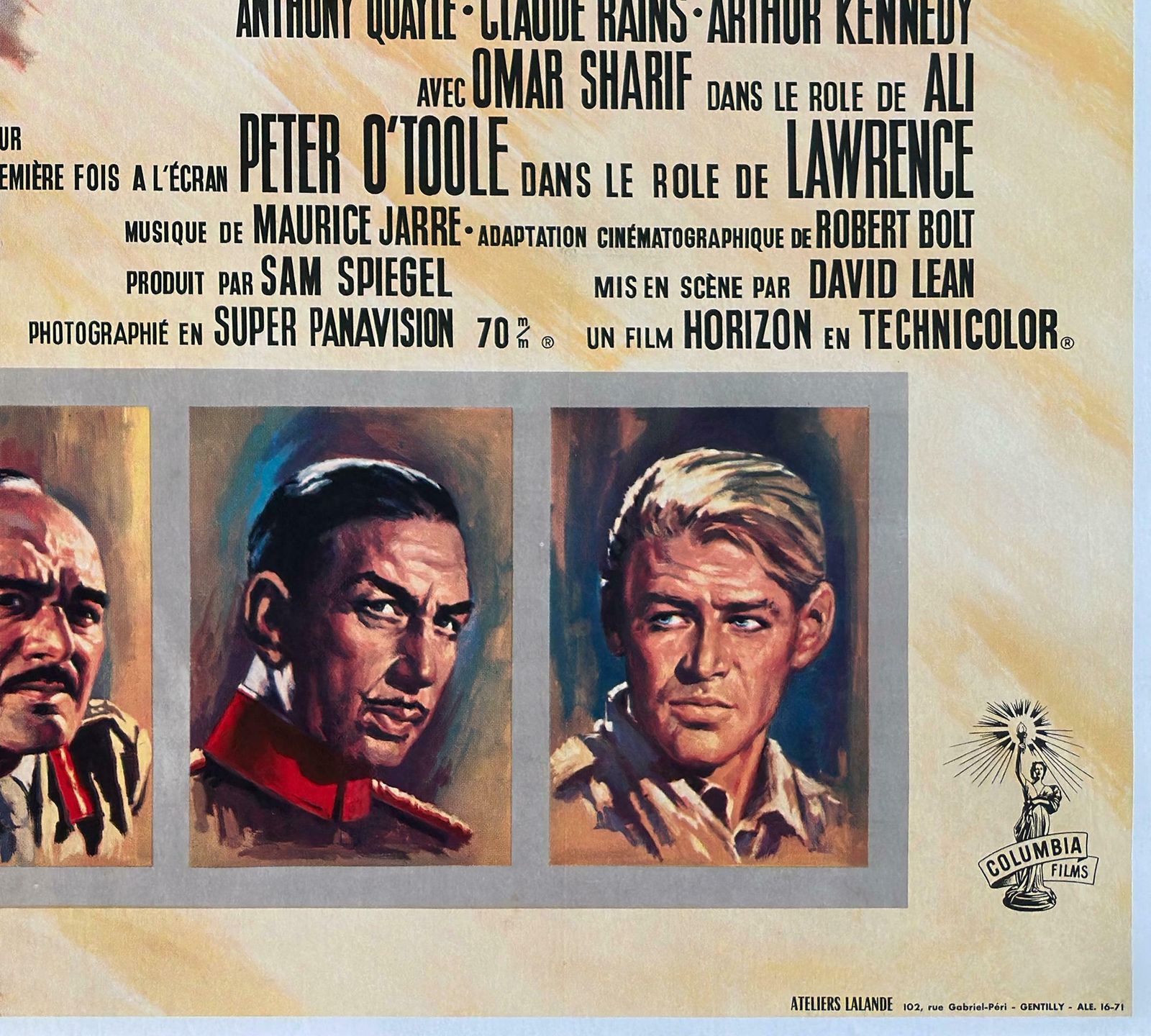 Lawrence Of Arabia 1963 French Grande Film Movie Poster photo vintage
