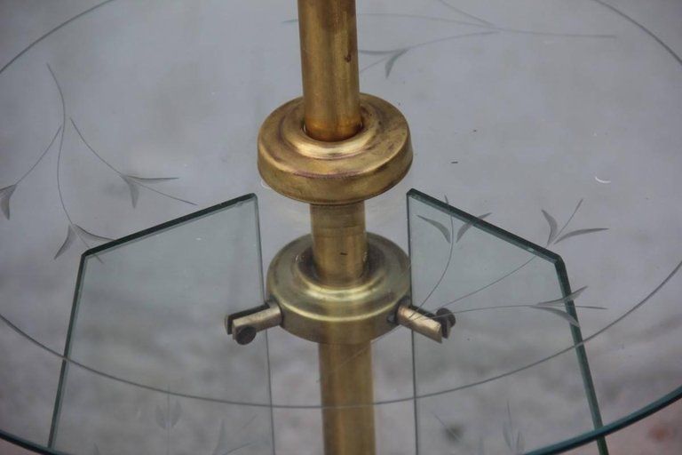 Floor Lamp From The 1940s Engraved Glass And Brass Parts photo Lighting