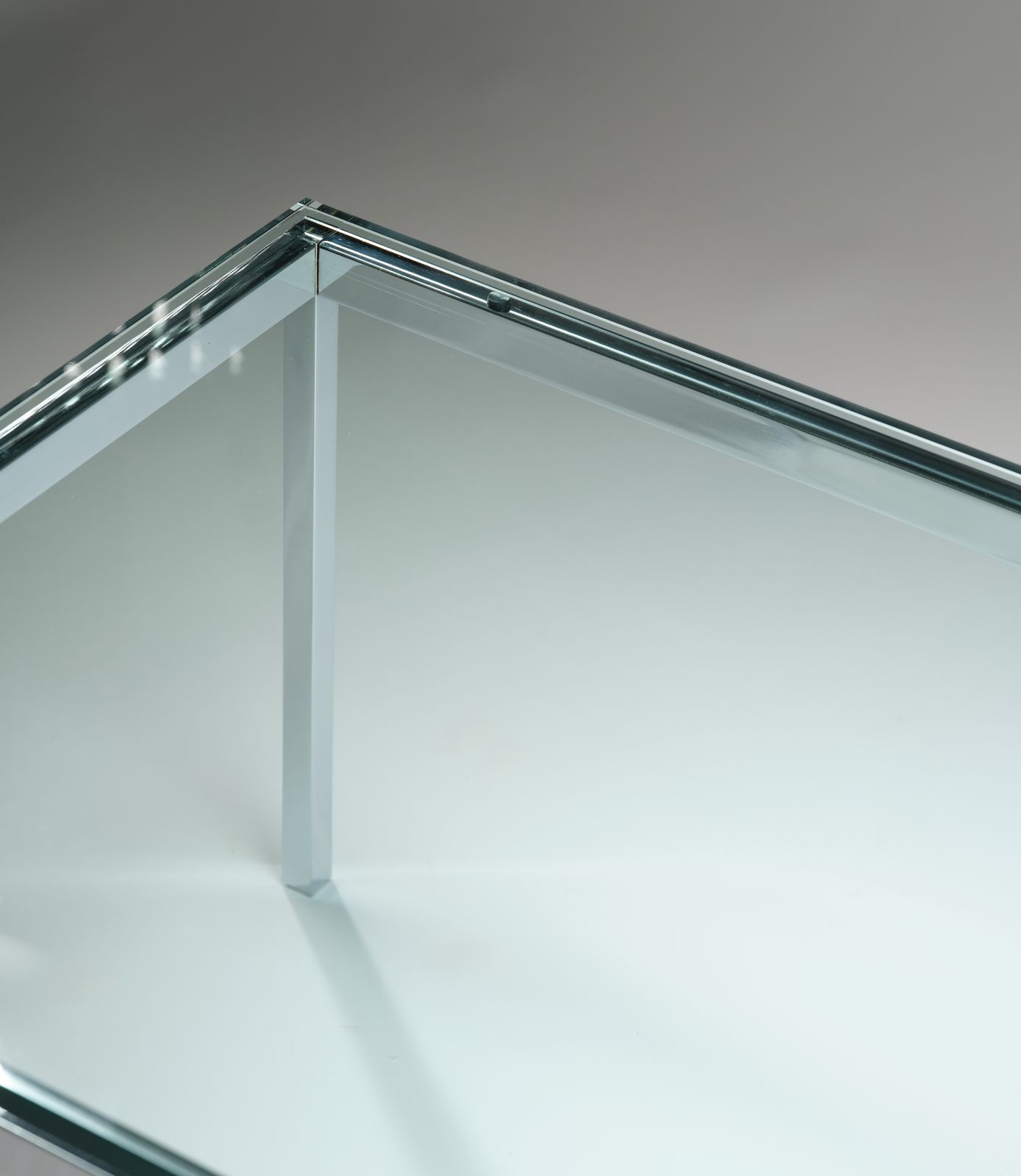 Iconic Florence Knoll For Knoll Studio Chromed Steel & Toughened Glass Coffee Table, Circa 2006. photo vintage